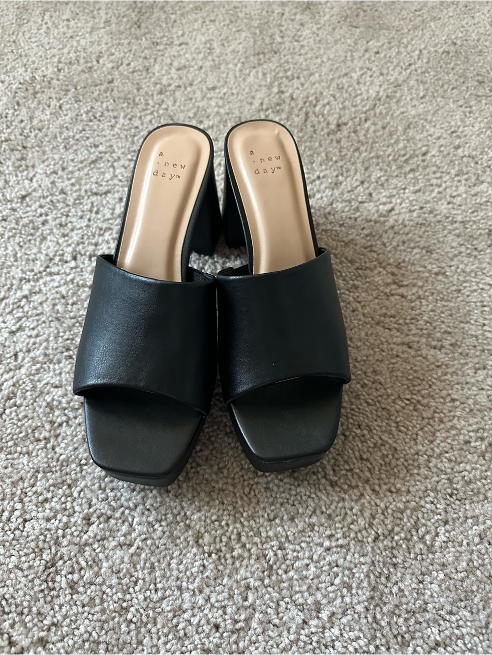 a new day Black Open-Toe Slide Mules